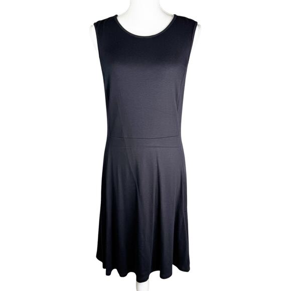 Donna Ricco Fit and Flare Sleeveless Dress LBD Black Stretch Knit  Knee Length L - Picture 7 of 7